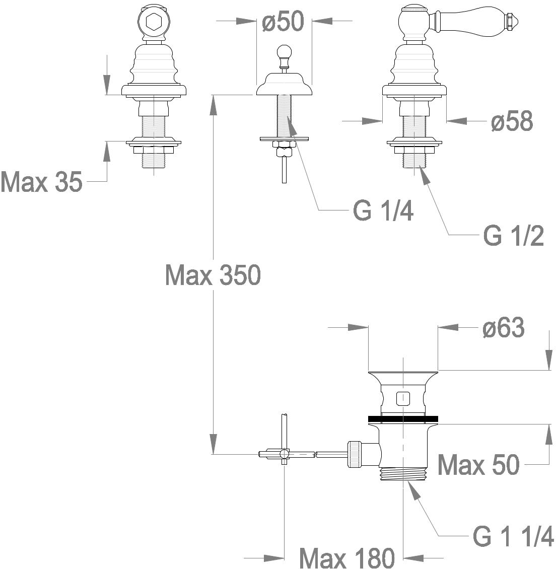 Fir Italia Смеситель для биде с 3 отверстиями Melrose 21 2120205 - Вид №1