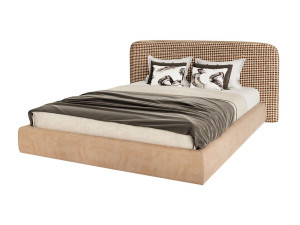 Двуспальная мягкая кровать из ткани