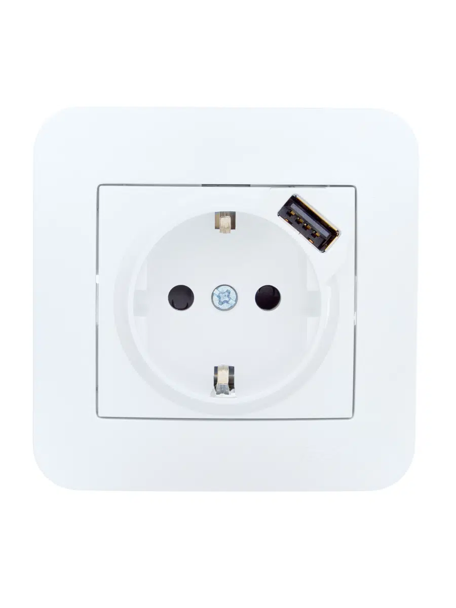 ASTI Розетка с/з + USB разъём белая LEZARD 7081-0202-181 - Вид №1