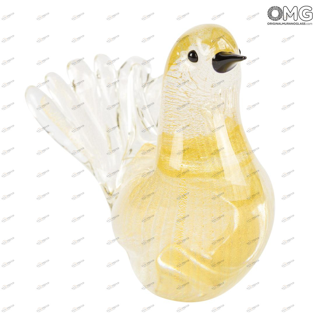 2916 ORIGINALMURANOGLASS Фигурка Горлица - золото 24 кт - муранское стекло OMG 10 см 
