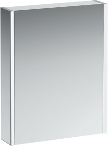 H4084019001451 Зеркальный шкафчик, алюминий, 1 двойная зеркальная дверь, с 2 светодиодными осветительными элементами , с розеткой EU , с сенсорным переключателем, дверца слева LAUFEN PRO