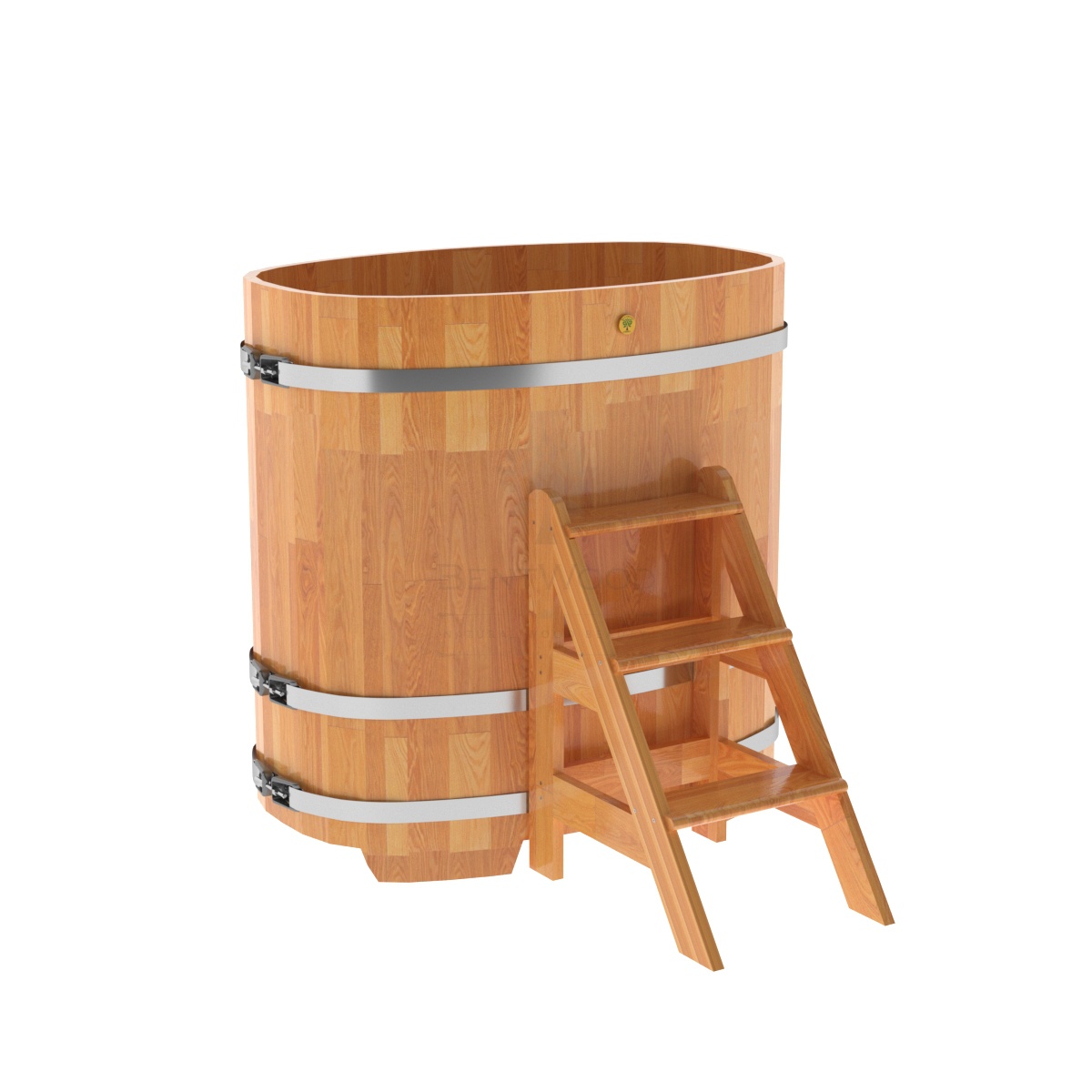 1384 Купель овальная из сращенных ламелей лиственницы 0,76х1,16х1,2 натуральная Alyarus 