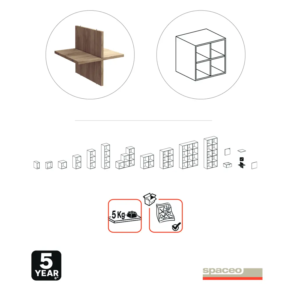 SPACEO Крестовая вставка-разделитель для стеллажей KUB, дуб гикори джексон 82731898 Spaceo Kub STLM-0034889 - Вид №6