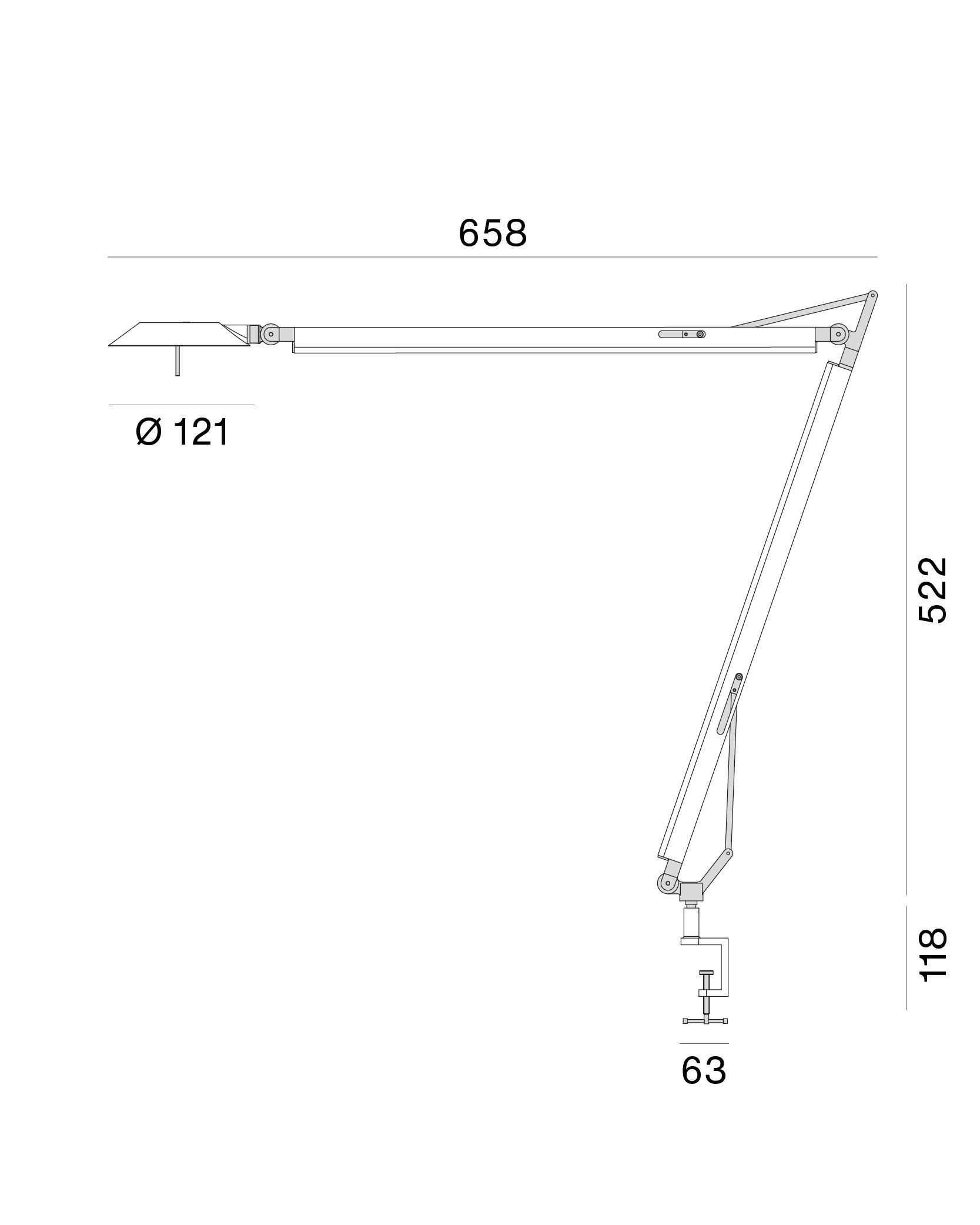 Алюминиевая настольная лампа с гибким кронштейном с зажимом In Stock Stilnovo ARCH-00062885 - Вид №5