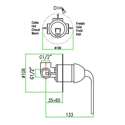 87CR7565 Смеситель для душа , хром Fiore Koko - Вид №2