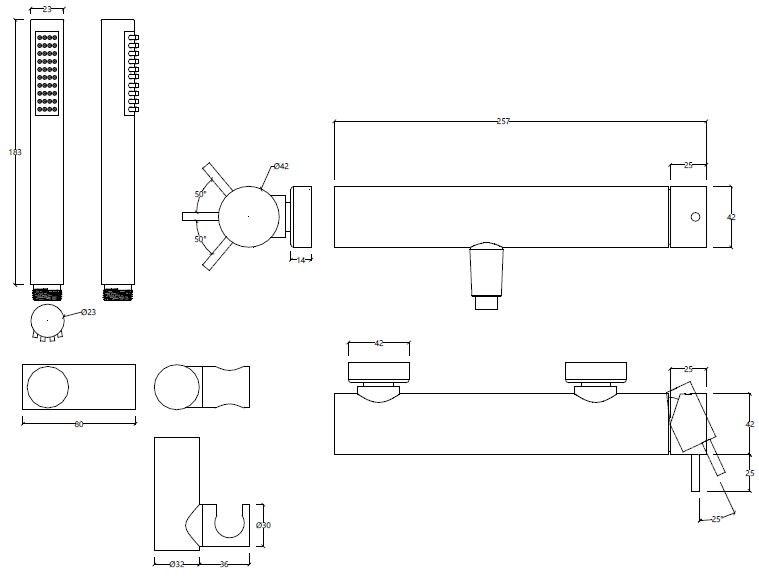 Смеситель для душа из хромированной латуни Flow Santreyd sun-id-1489271 - Вид №4