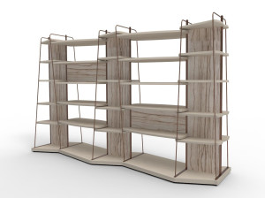 Деревянный двухсторонний самонесущий книжный шкаф