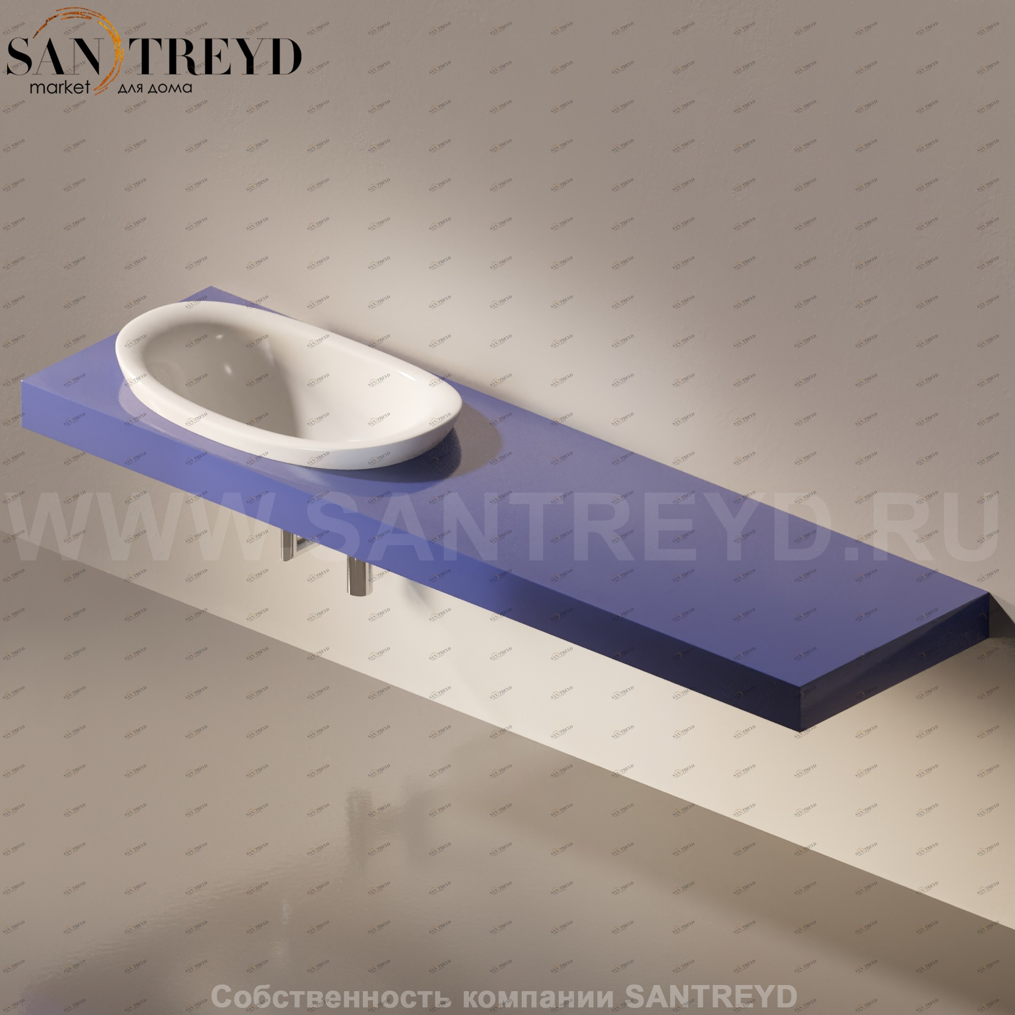 Flaminia IO e SI Столешница с отверстием под раковину от 100 до 250 см синяя IO75M4.5003 Ceramica Flaminia IO75M45003