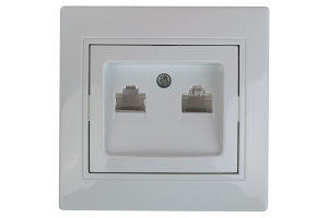 16454193 Информационная розетка 2xRJ45, СУ, , алюминий 10/200/2000 Б0043243 Intro Plano