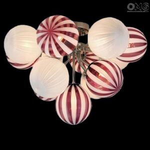 2672 ORIGINALMURANOGLASS Потолочный светильник Atmosphera - бело-рубиновый - муранское стекло OMG 55 см