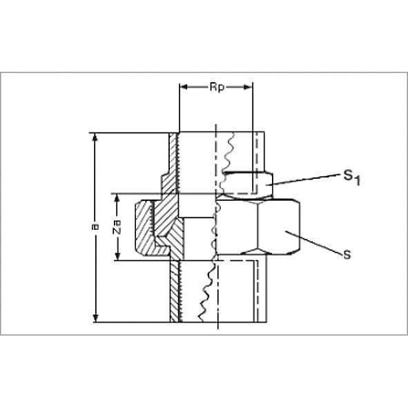 13340112 SANHA 3340 PURAFIT сгон ВР-ВР, с плоским уплотнением 11/2 мм  - Вид №1