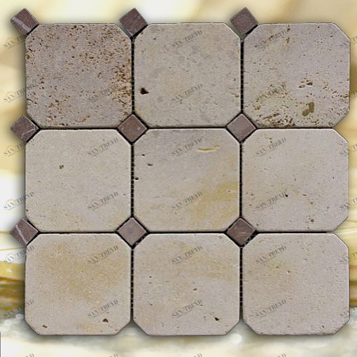 МОЗАИКА ИЗ НАТУРАЛЬНОГО КАМНЯ  M036+M076-BP NATURAL OCTAGON M036M076BP