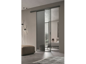 Стеклянная и алюминиевая дверь