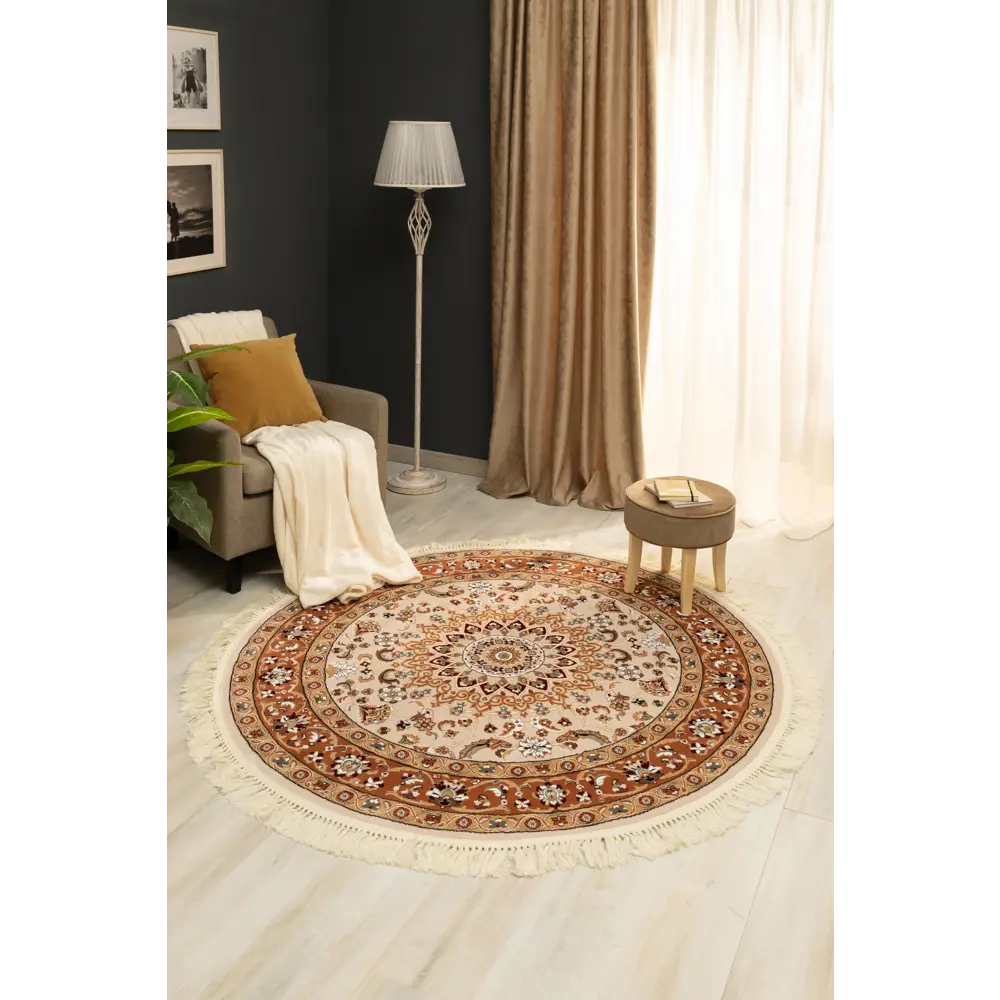 Ковер полипропилен Шахреза D210KT ø160 см цвет кремовый MERINOS STLM-2199731 - Вид №4