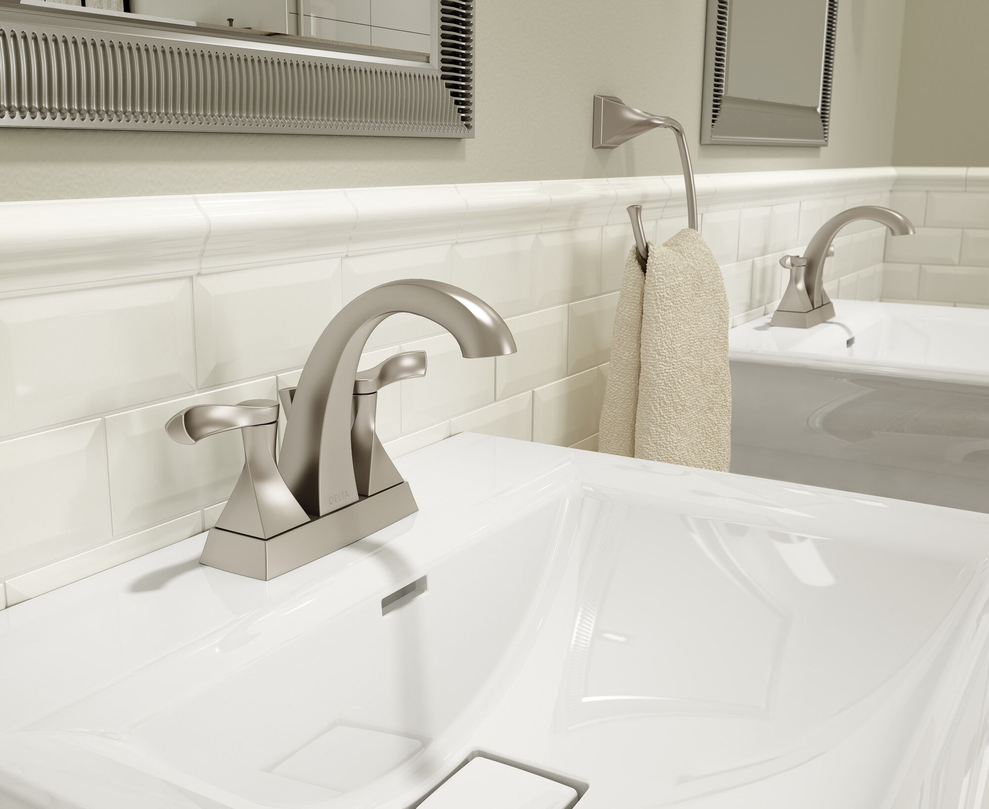25741LF-SP Смеситель для ванной комнаты с двумя ручками Delta Faucet Everly Матовый никель Spotshield  - Вид №12