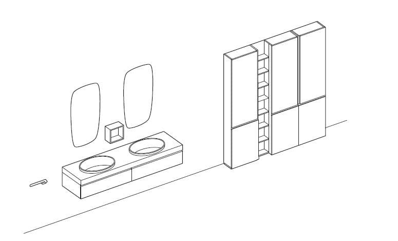 Деревянный двойной подвесной шкаф для умывальника с настенным креплением ARBLU Hito ARCH-00013517 - Вид №3