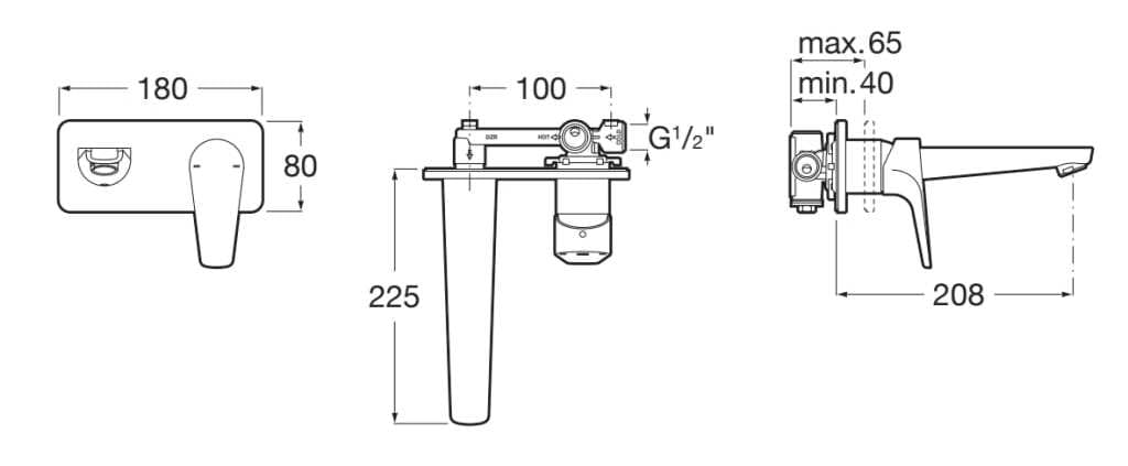 Настенный смеситель для раковины с 2 отверстиями Roca Atlas ARCH-00079579 - Вид №2