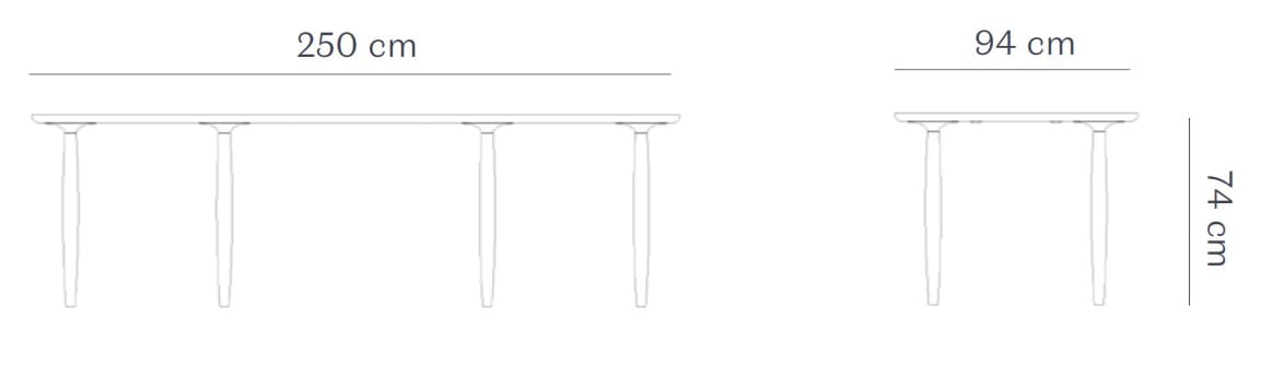 Прямоугольный обеденный стол из дуба NORR11 Oku ARCH-00115898 - Вид №3