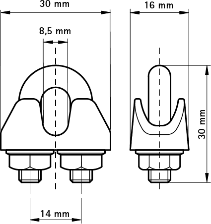 0835002 BISMAT® Профиль — Зажим для троса принадлежности для BISMAT® Профиля walraven  - Вид №1