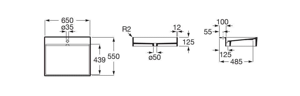 Прямоугольная подвесная раковина Stonex® Roca DASH 2W8024..0 ARCH-00071568 - Вид №6