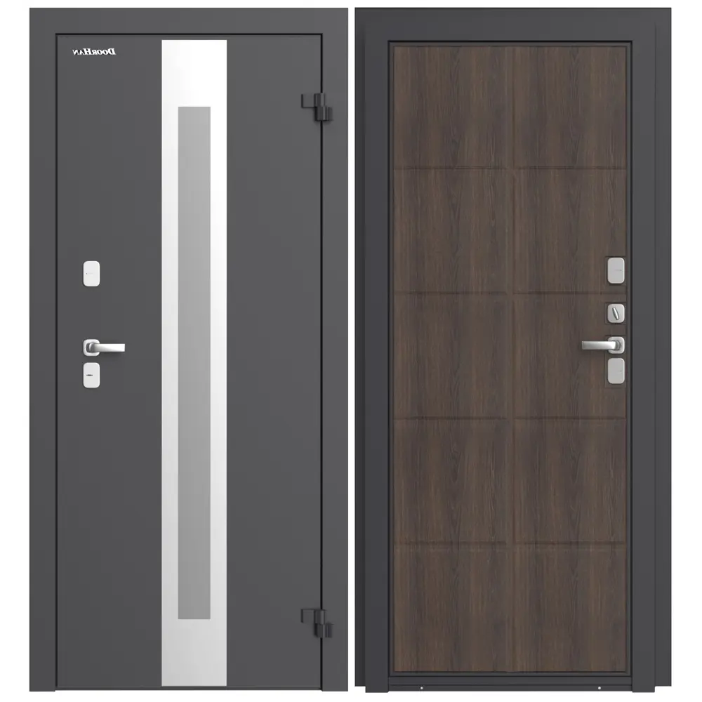 Дверь входная металлическая Термо 98x205 см правая калаб темное дерево DOORHAN STLM-2157469