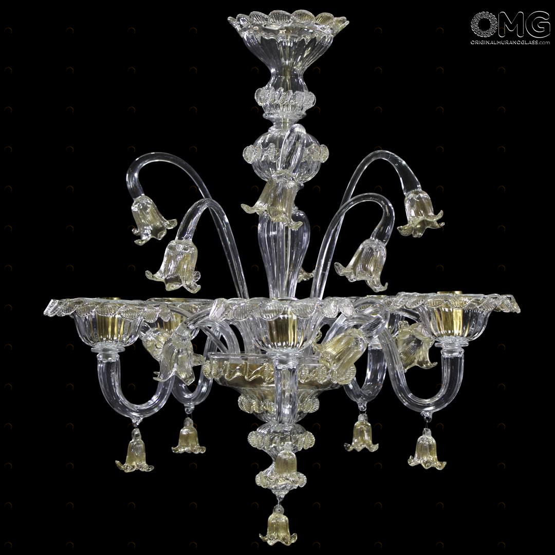 1127 ORIGINALMURANOGLASS Люстра Золотой Тюльпан - Флорал - муранское стекло OMG  см CLASSICO