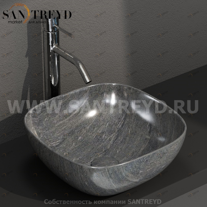 B6Q38SG Накладная раковина на столешницу  квадратная Ceramica Globo T-EDGE