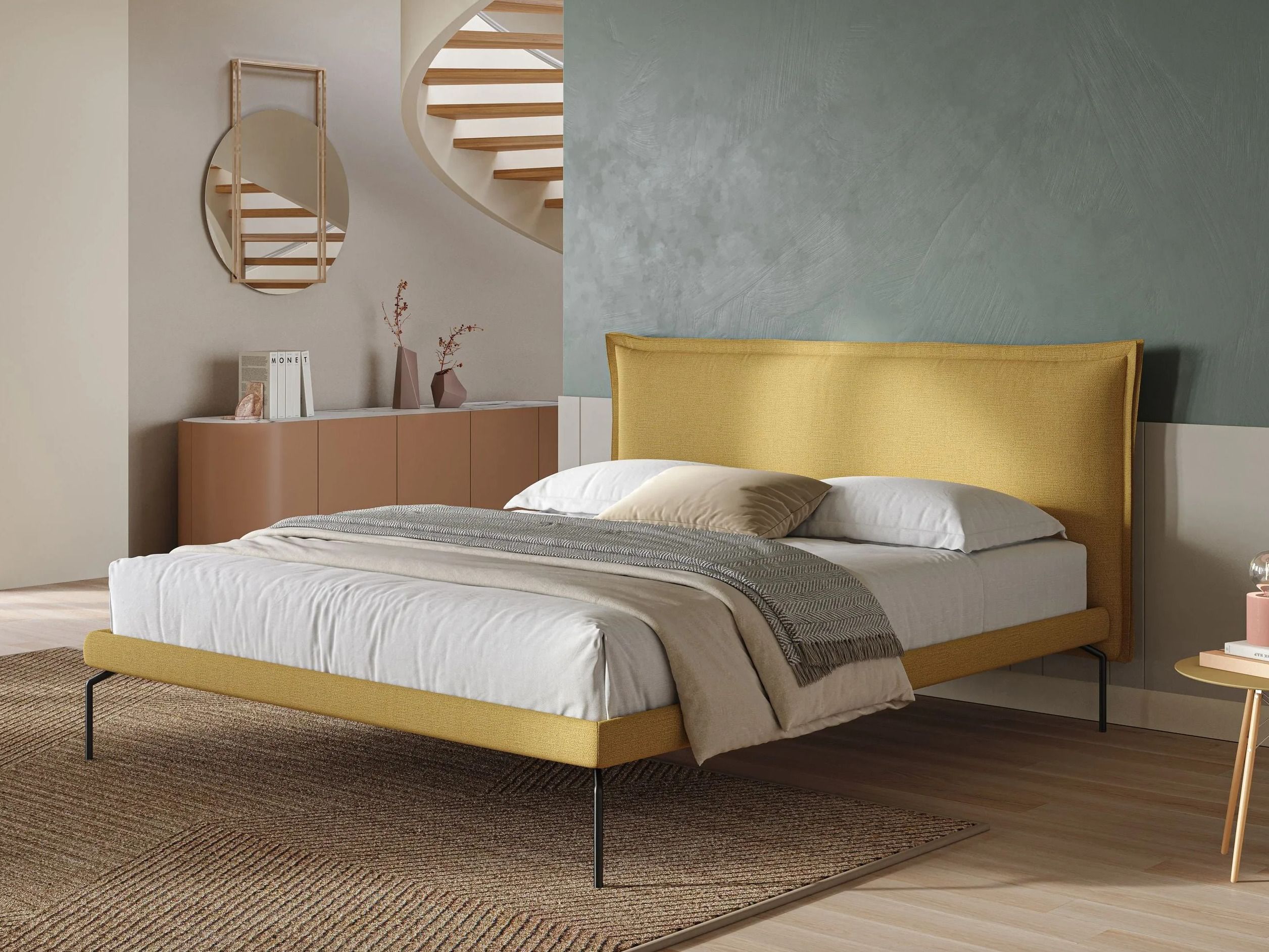 Съемная кровать из ткани с мягким изголовьем Divani.Store ERIC ARCH-00005880