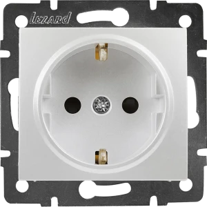 Розетка Lezard Karina с заземлением цвет жемчужный белый перламутровый