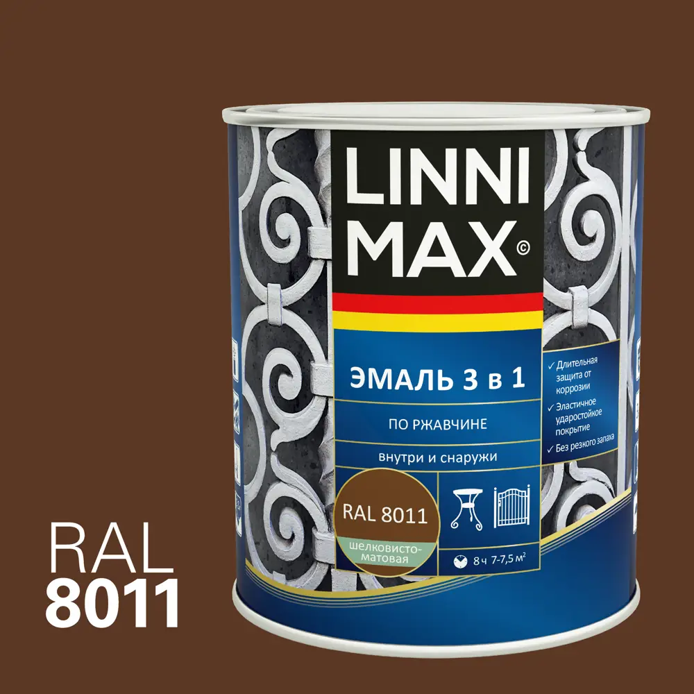 Грунт-эмаль LINNIMAX 3 в 1 по ржавчине - защита и декор в одном флаконе 89349593 STLM-0852733