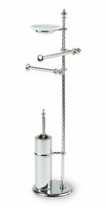 G697(02) Stil Haus Giunone, cтойка: мыльница + полотенцедержатель + бумаг + ерш, цвет хром - золото