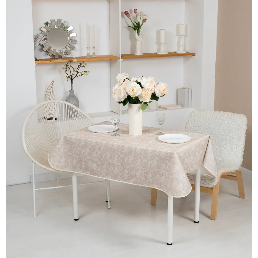 Скатерть Цветы 130x160 см цвет бежевый Santreyd STLM-2062990 - Вид №5