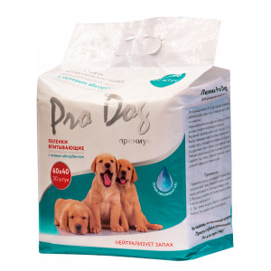 ПР0049232 Пеленки для кошек и собак 40х60см 30шт c гелевым абсорбентом и клеевыми уголками PRO DOG