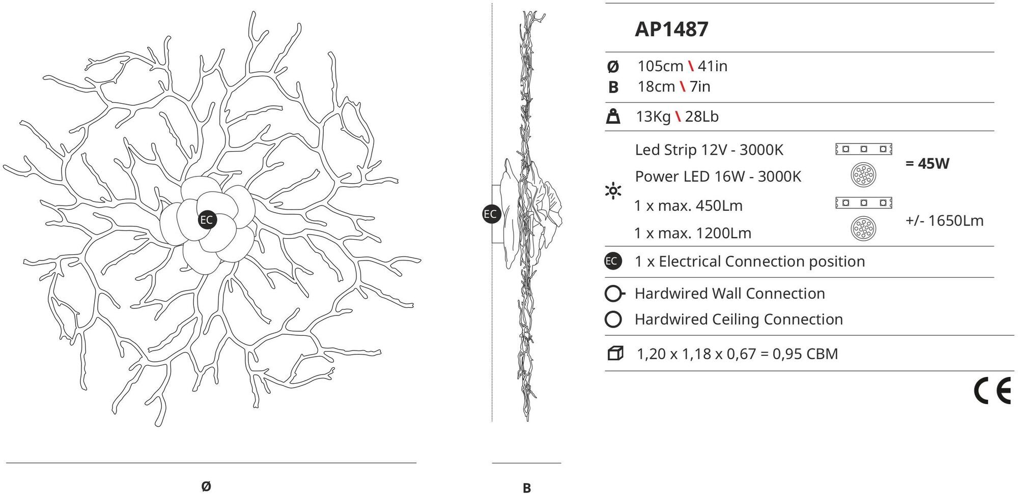Serip Бра / потолочный светильник из бронзы Coral Ap1487 - Вид №2