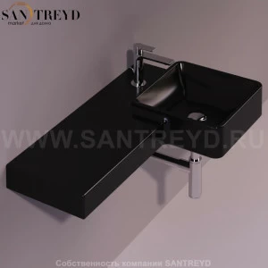 FL20NERO Подвесная раковина настенная квадратная Simas Flow черная