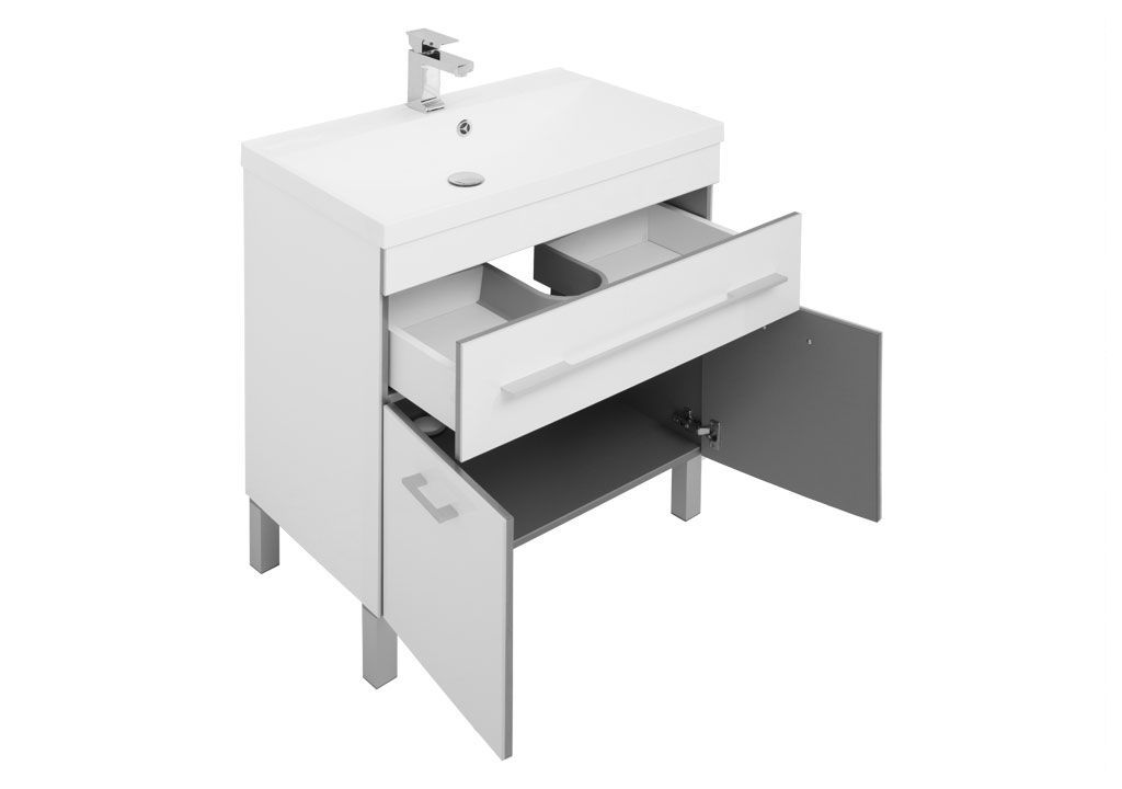Тумба с раковиной Aquanet Верона NEW 75 белый (напольная 1 ящик 2 дверцы) 0018270600204118 - Вид №3