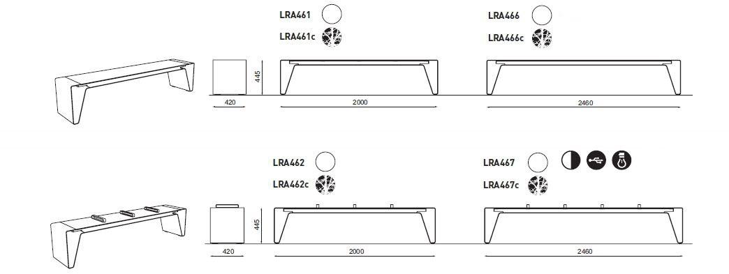 mmcité1 Скамья из оцинкованной стали без спинки Radium sun-id-1442910 - Вид №2