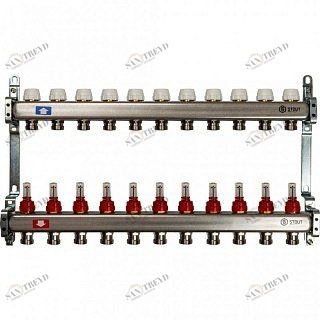 Коллектор из нержавеющей стали на 11 вых. с расходомерами STOUT SMS0917000011