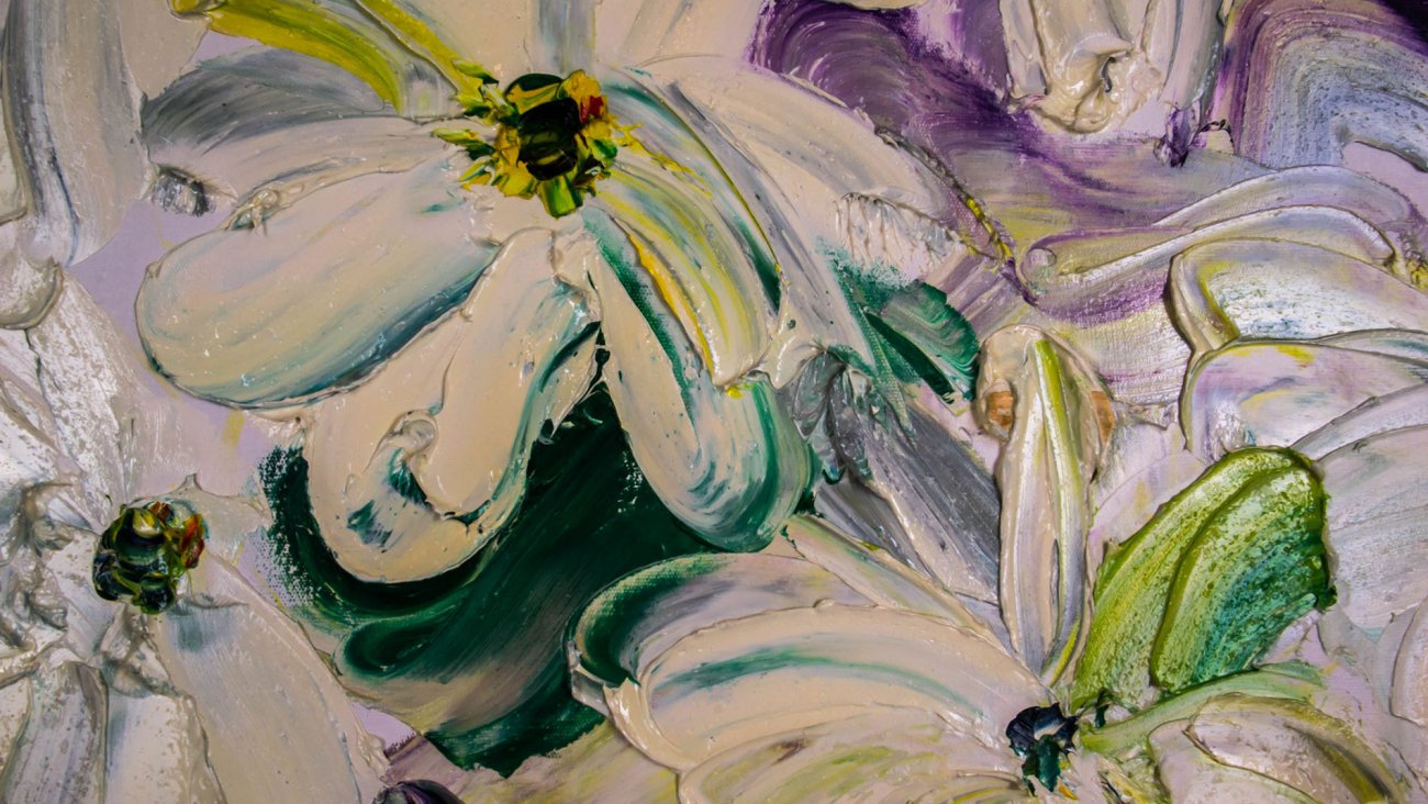 Картина на холсте 100х100 см "Превосходные ромашки" EVENHOME КАРТИНЫ МАСЛОМ 130030 Бежевый;белый;голубой;разноцветный  - Вид №4