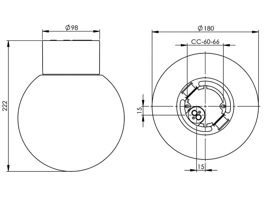 Настенный светильник / потолочный светильник из матового стекла и фарфора Ifö Electric Classic Globe ARCH-00148936 - Вид №11