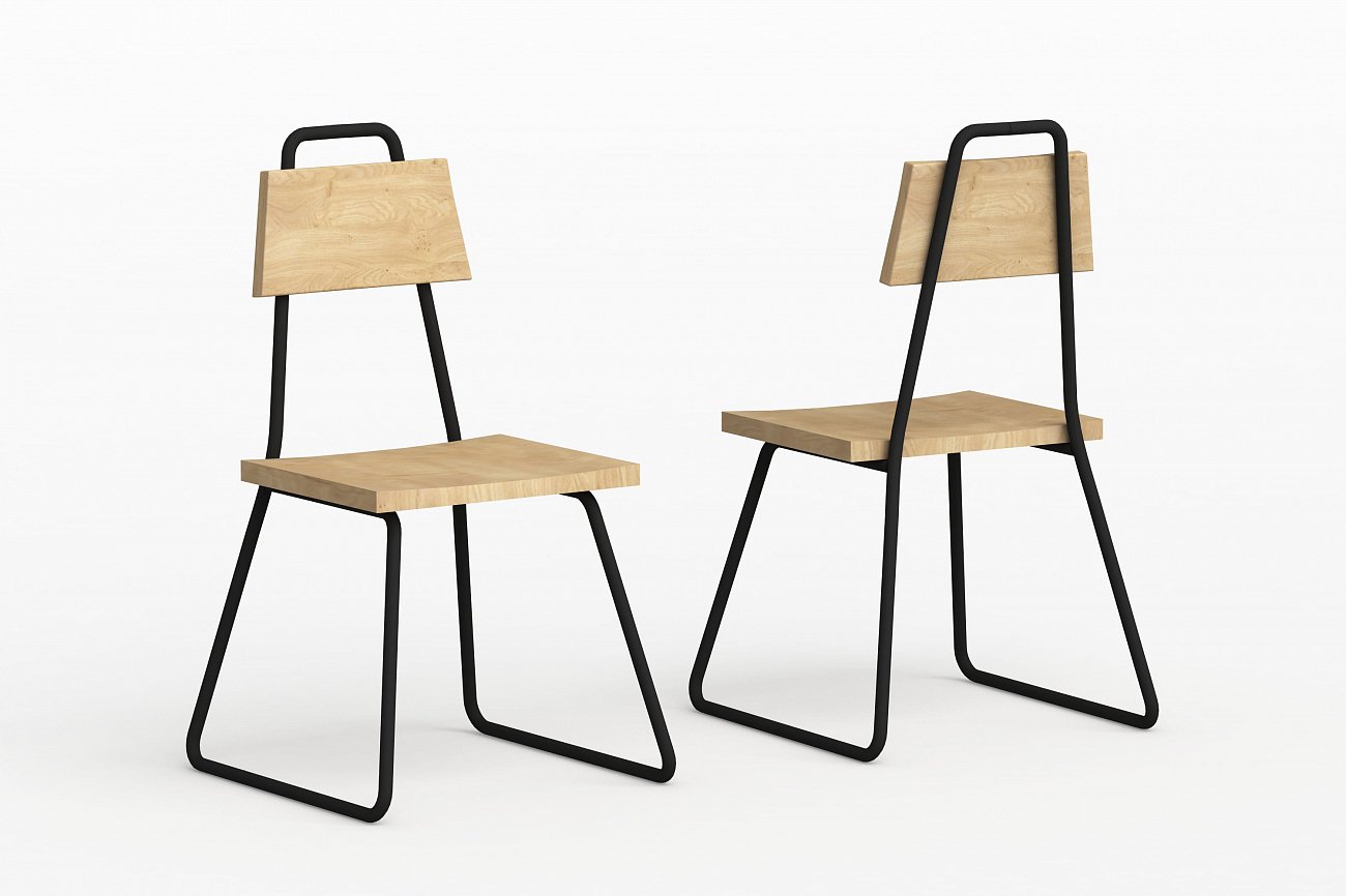 Стул с металлическими ножками и деревянным сиденьем кейл Bauhaus WOODI  00-3966238 Зеленый  - Вид №1