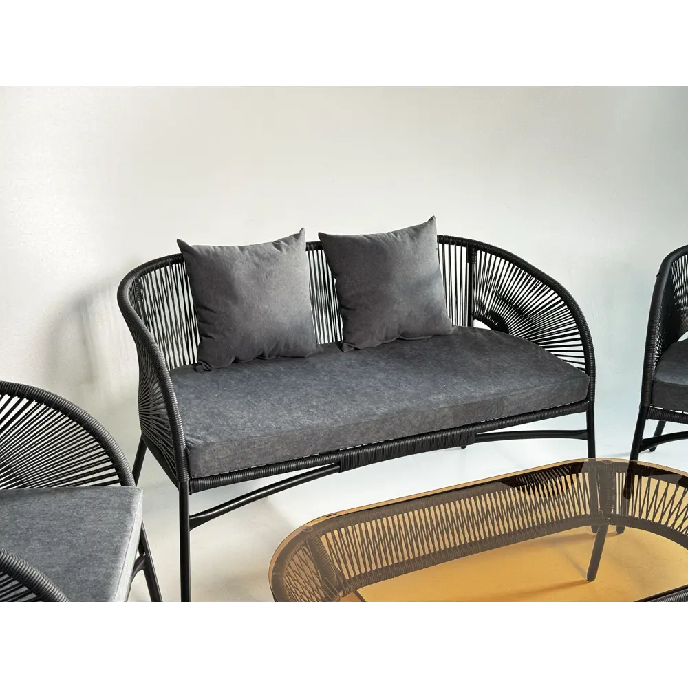 Набор садовой мебели Lazuno Lara - ротанг черный (стол, диван, 2 кресла) 89354372 Santreyd STLM-1445462 - Вид №3