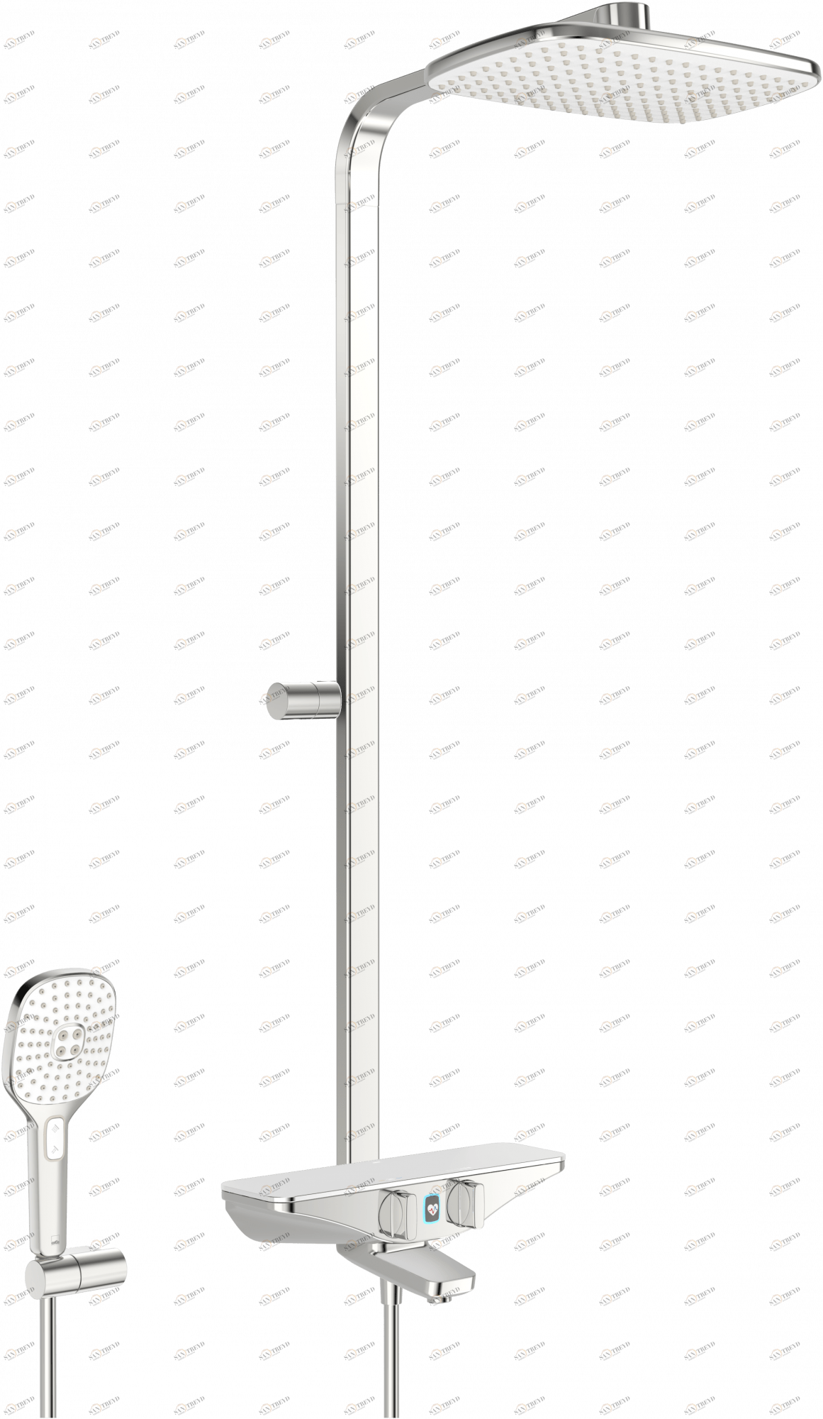 Oras 7593U-11 Смеситель с верхним душем rain shower, 6 V 7593U-11 Esteta Wellfit Хром/Белый 