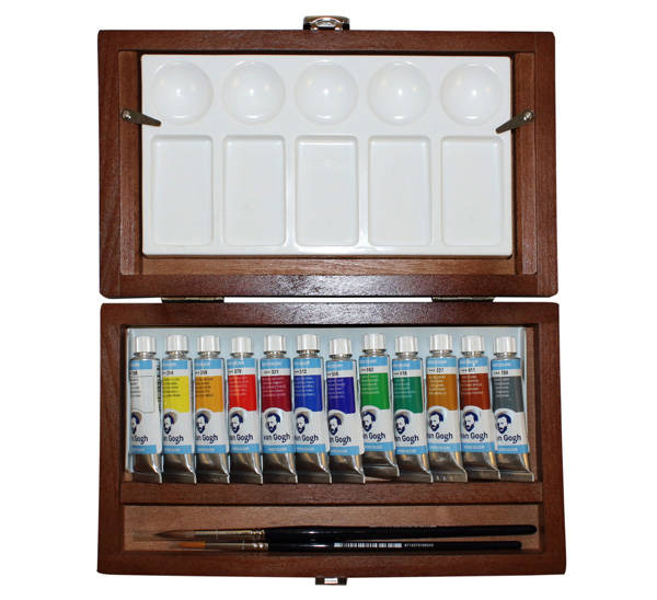 20840112 Краска акварель Набор акварельных красок Van Gogh 12цв*10мл деревянный короб Royal Talens 