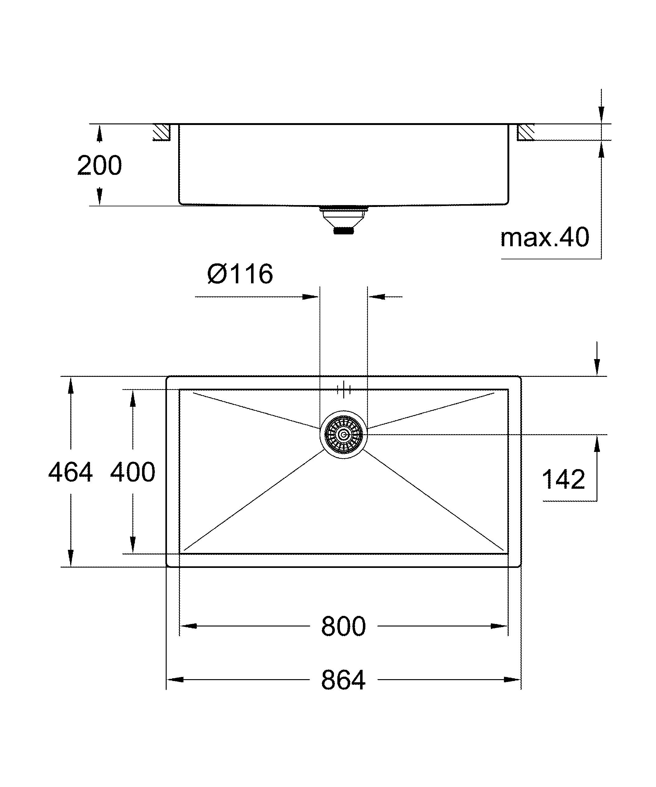 31580SD0 Мойка кухонная прямоугольная Grohe  - Вид №1