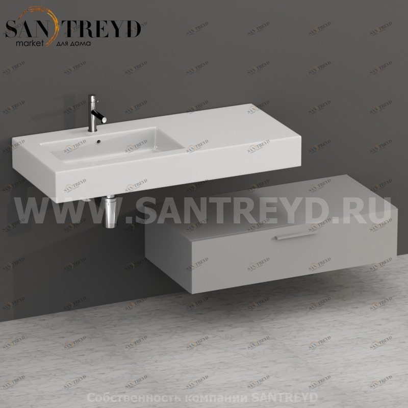 S10024NO2 Тумба с 1 ящиком 100 см серая Globo ARREDO WOOD Италия Ceramica Globo