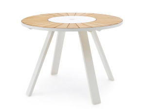 Высокий садовый стол в ироко с ленивой Сьюзен