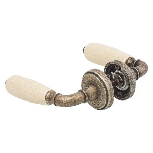 Ручки дверные на розетке Euro 1751, ЦАМ, цвет бронза/фарфор