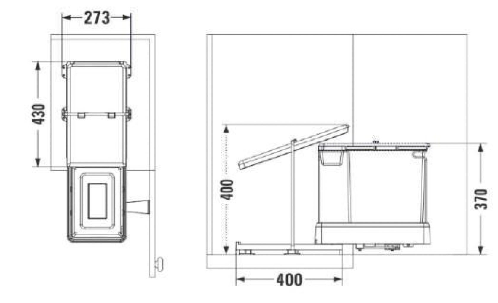 Контейнер для мусора на дверцу Gamma 400/17 Light Grey NAVAKO 10015 - Вид №3