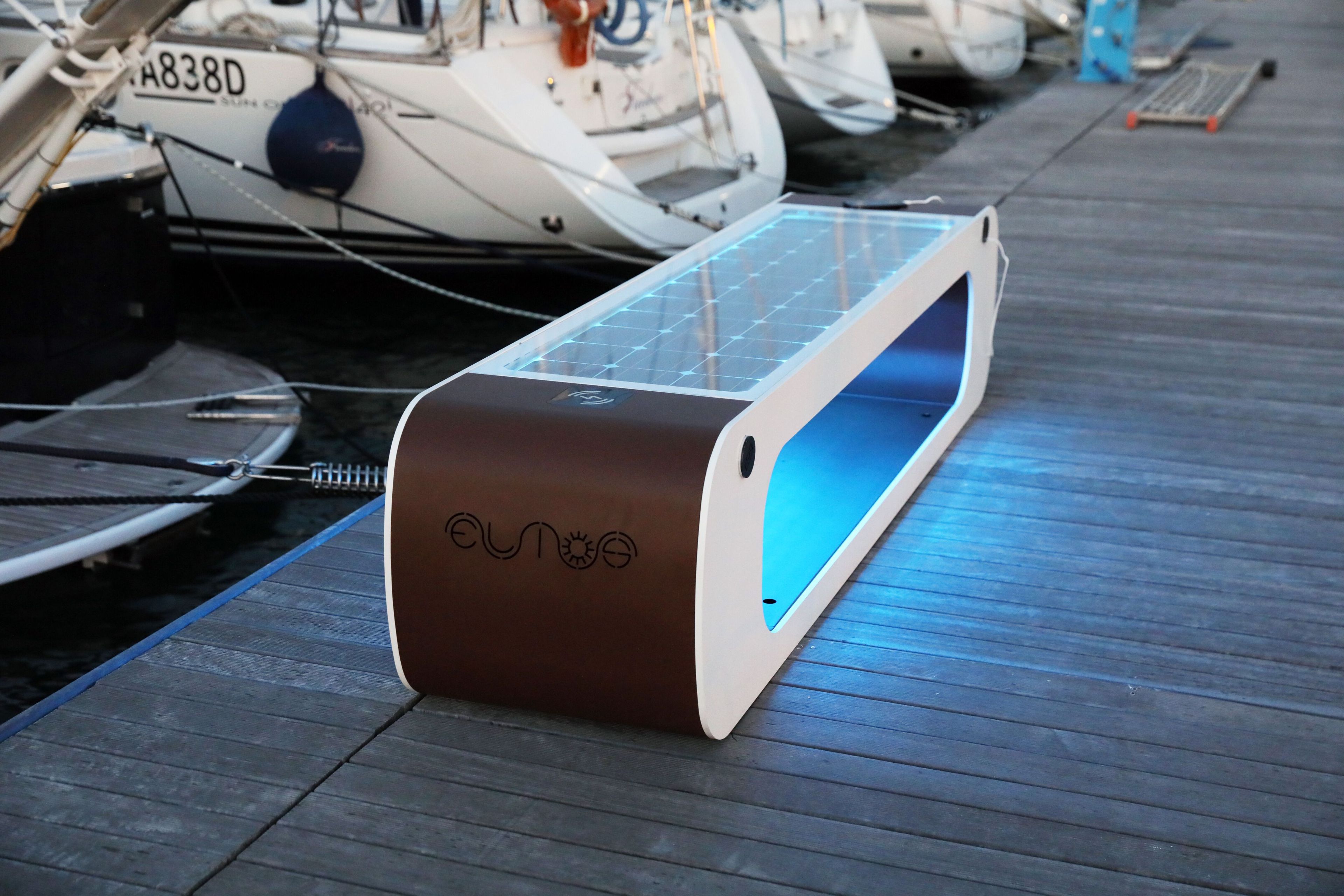 Стальная скамья без спинки с USB-разъемом со встроенным освещением CITYSì ELIOS ARCH-00072477 - Вид №15